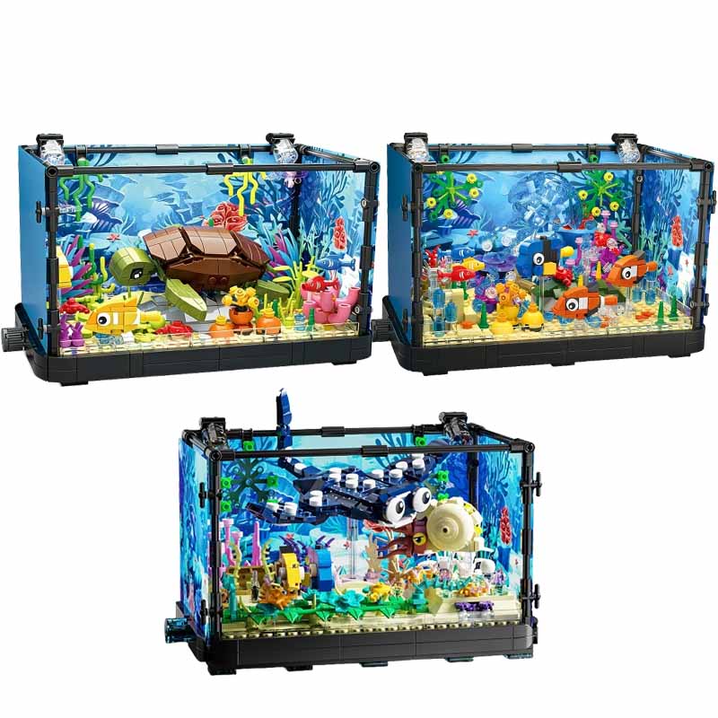 ชุดบล็อกตัวต่อตู้ปลาพร้อมไฟ，ตู - Aquarium Marine Lights บทวิจารณ์และราคา