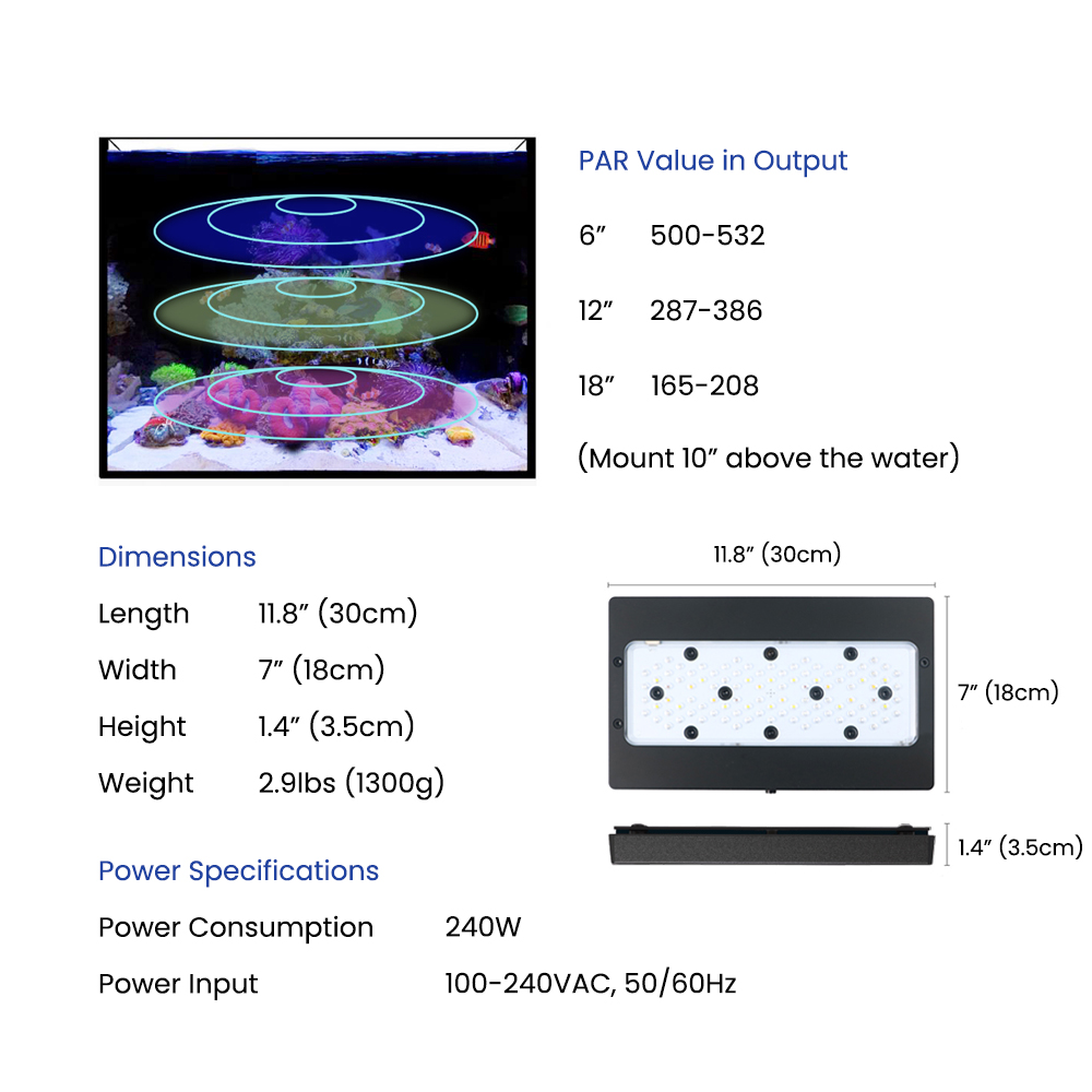 ไฟ LED สำหรับตู้ปลาทะเล A8SE I - Marine Coral บทวิจารณ์และราคา